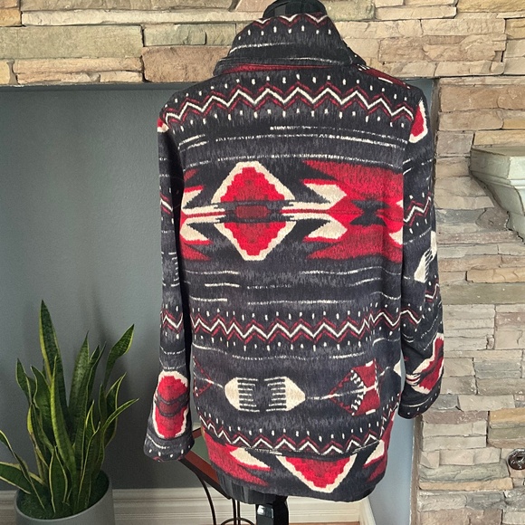 Lauren Ralph Lauren Cowgirl Western Fleece Jacket Cardigan Sweater Soft Black L - Picture 6 of 7